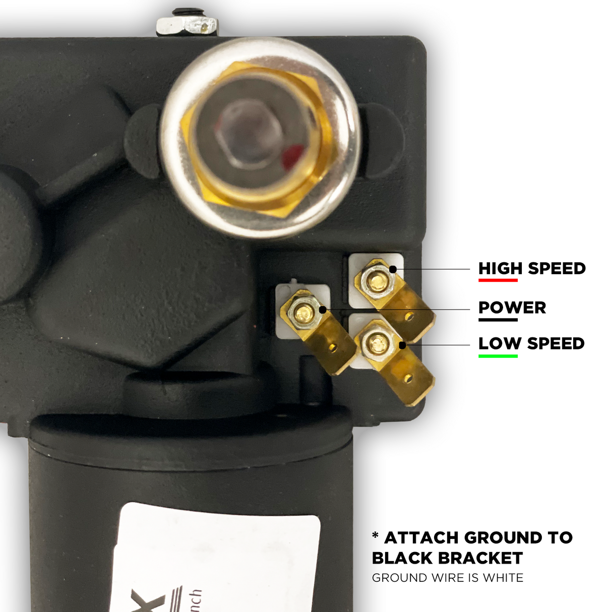 4R2.12.R110CEB (Black) Wiper Motor: Two and a half inch (2.5") shaft, 12V (American Bosch)