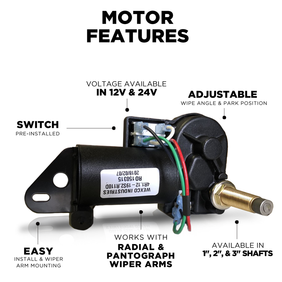 4R3.12-19S2.R110D - Two and a half inch (3.5") shaft, 12V With Two-Speed Switch Installed