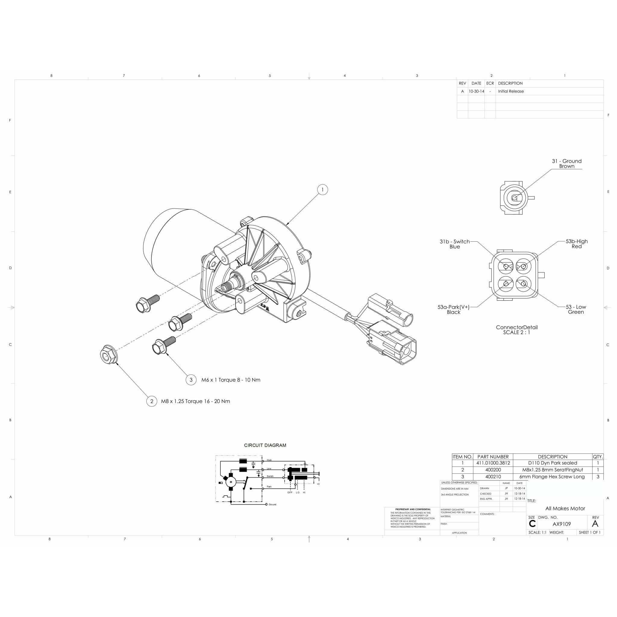 AX9109 Kenworth Truck Commercial Wiper Motor