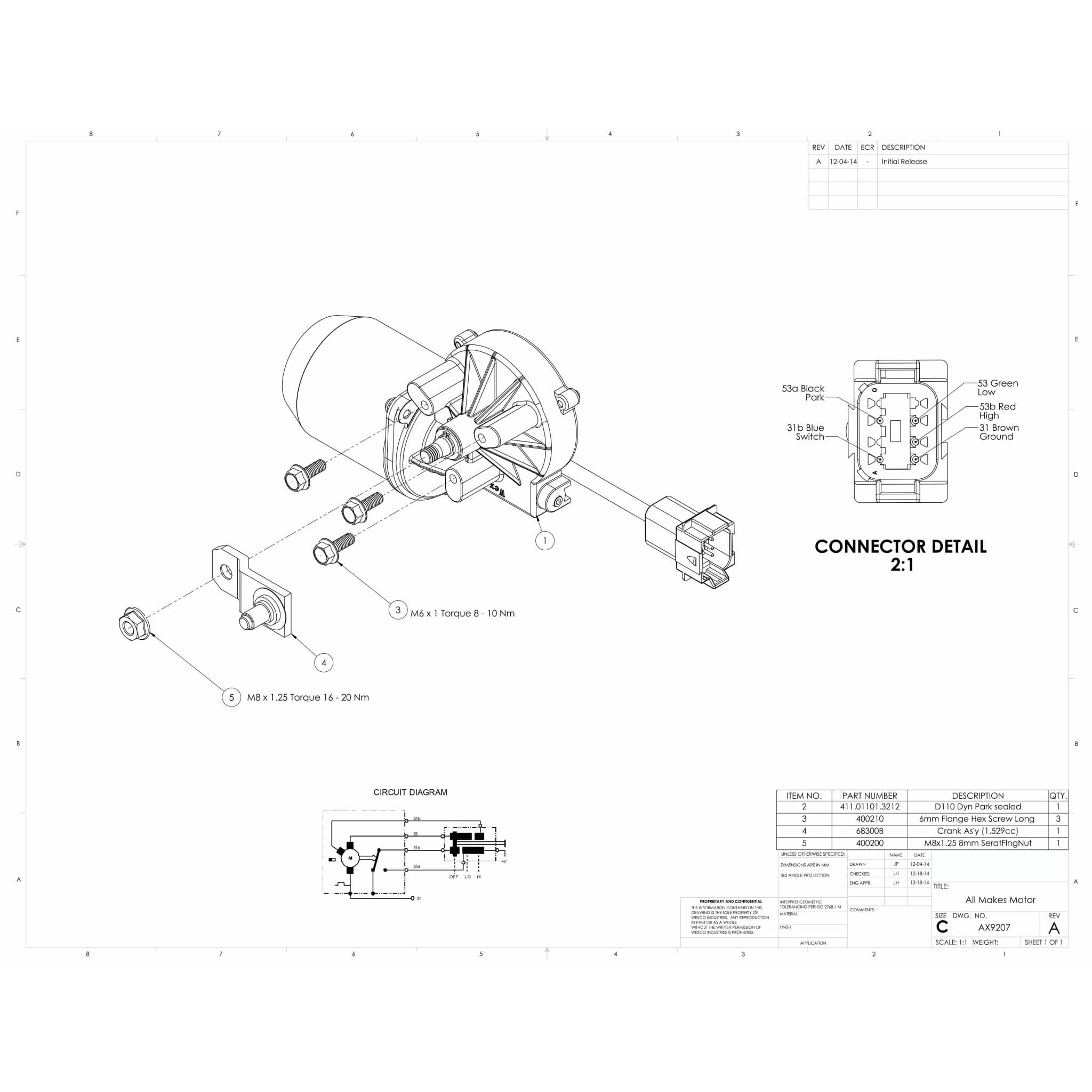 AX9207 Kenworth - Peterbilt Commercial Wiper Motors